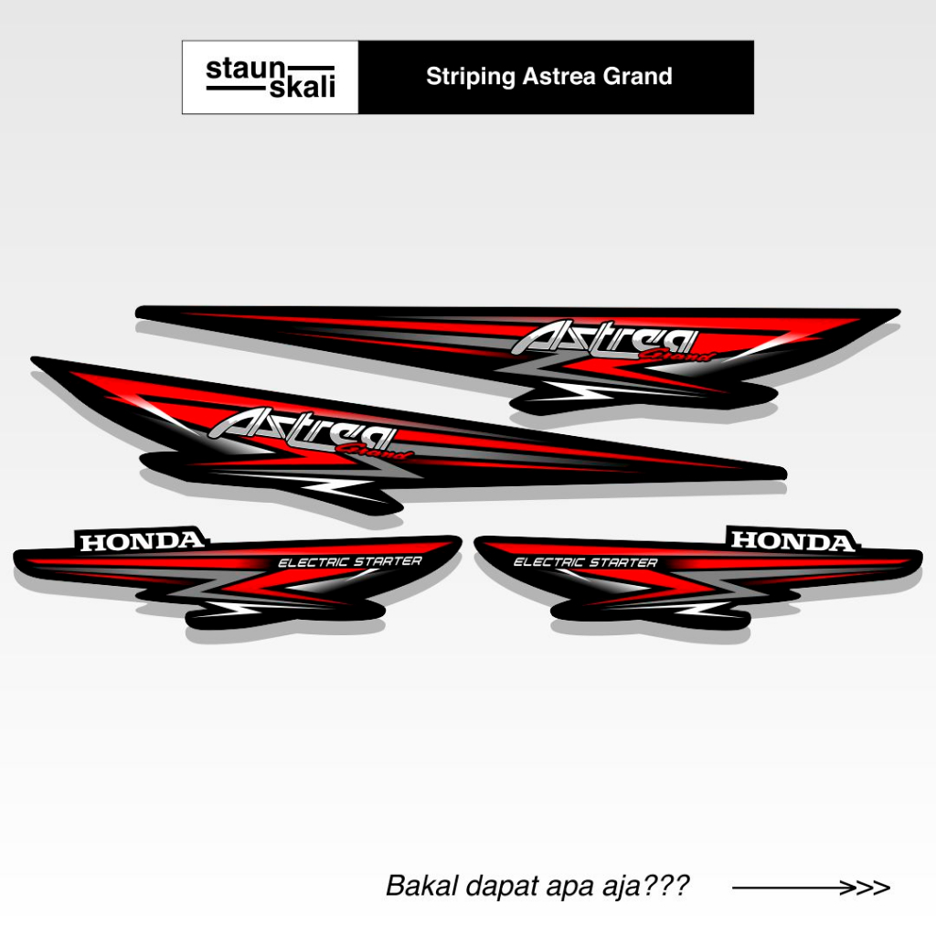 Striping Astrea Grand Variasi (9) Bulus Sabit Dream Custom Original 93 94 95 96 97 98 99 Club Stiker