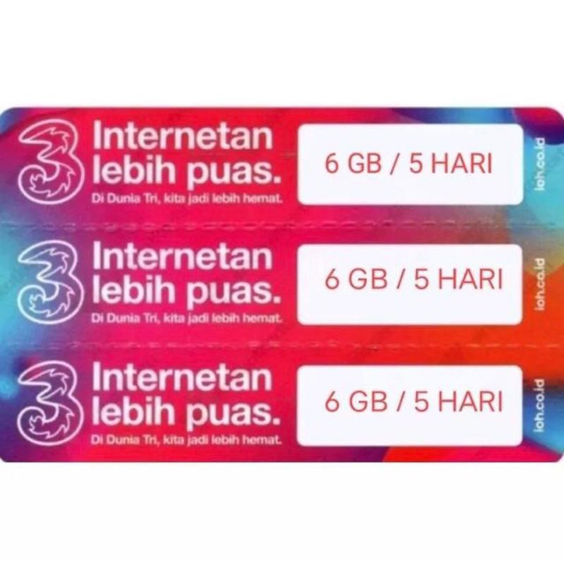 Voucher tri 6 gb/5 hari