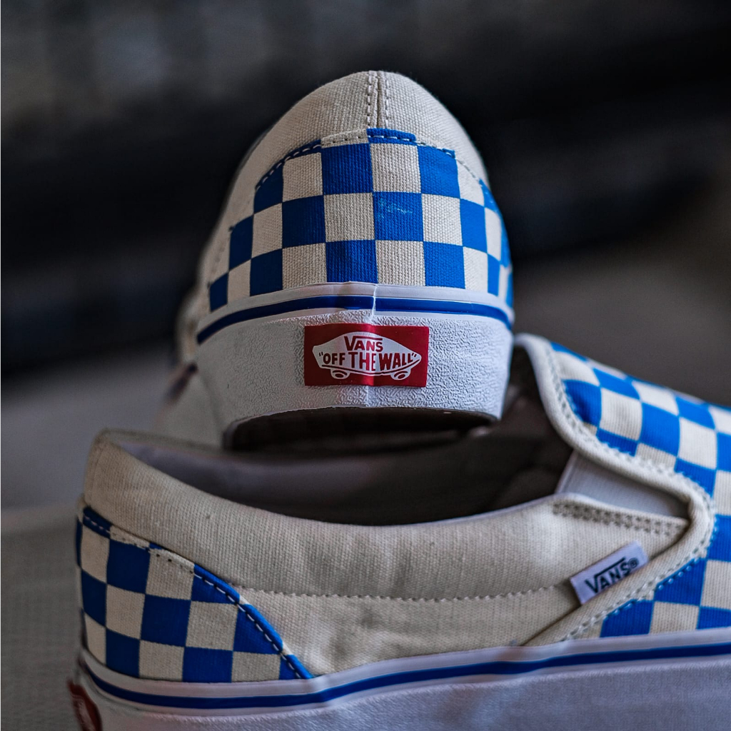 VANS SLIP-ON CHECKERBOARD IN BLUE ORIGINAL 100%