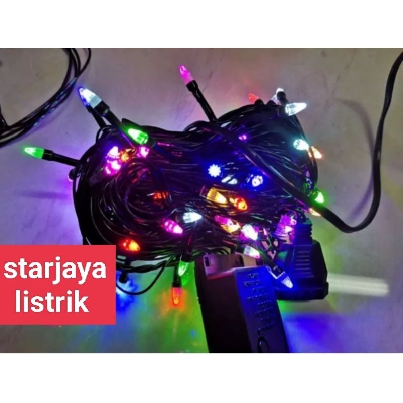 Lampu Hias Tumbler/Lampu Natal  8 Meter 40 LED plus Contra Steker