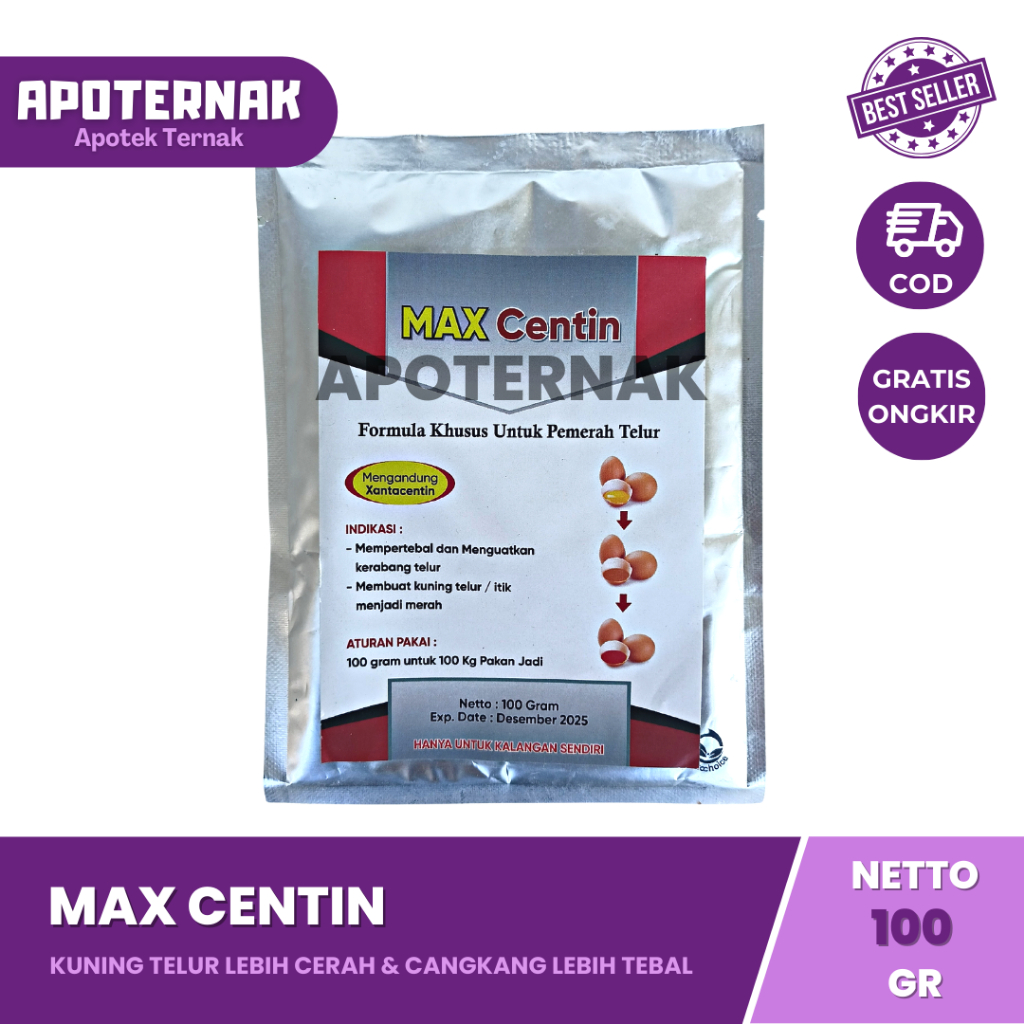 MAX CENTIN 100 gr | Pemerah Kuning Telur Ayam dan Bebek | Pemerah Telur Ayam | Pemerah Telor Bebek