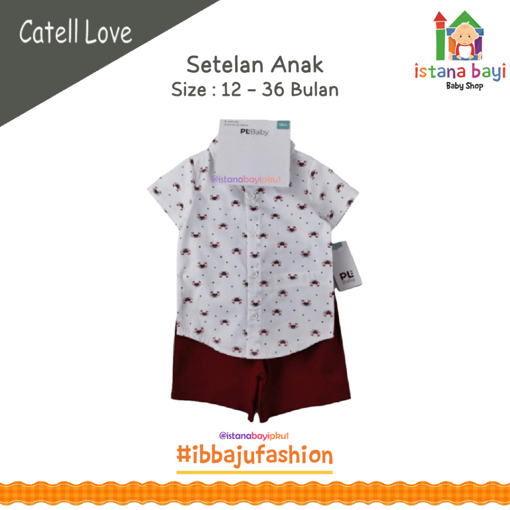 Catell love Setelan Kemeja Anak Import / Setelan Pendek Anak