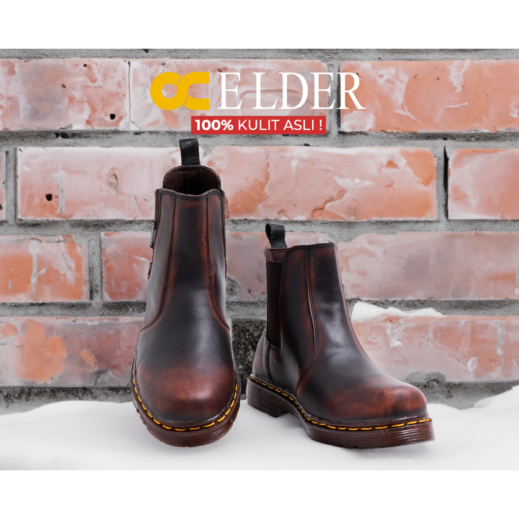 OC ELDER Sepatu formal kulit asli casual  boots Slip On