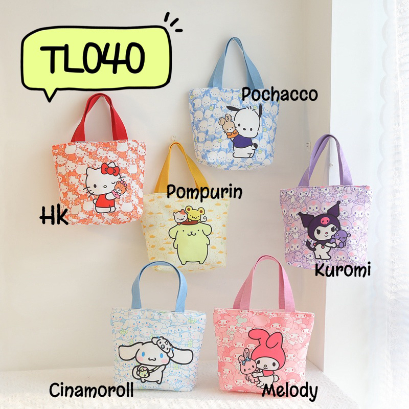 tote sanrio TL040 handbag tas tangan tas bekal lunchbag cinamoroll kuromi melody kitty