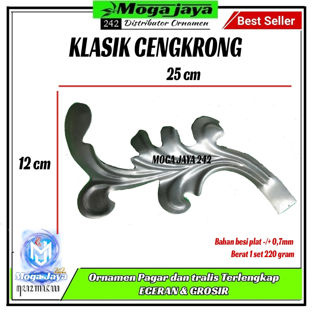 ornamen klasik cengkrong hiasan dekorasi pintu besi tempa plat