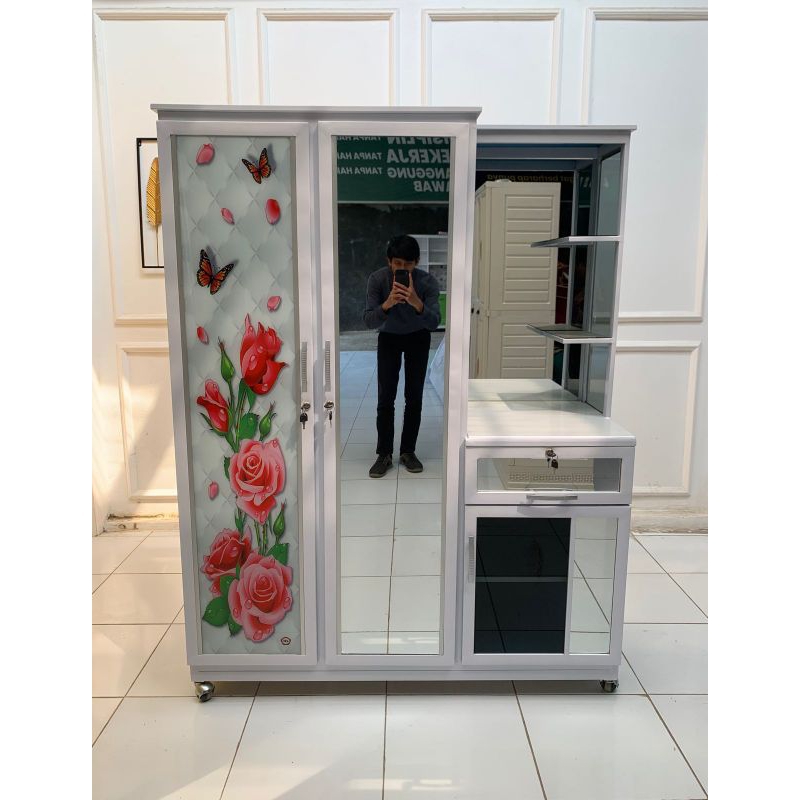 lemari baju kaca/lemari baju dan rias/lemari pakaian galvanis