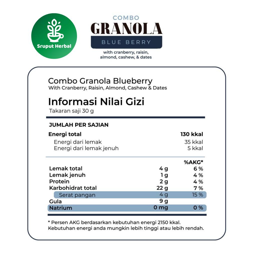 imur Tengah Granola Blueberry 500 gr Sereal Makanan Sehat Sruput Herbal Makanan Sarapan