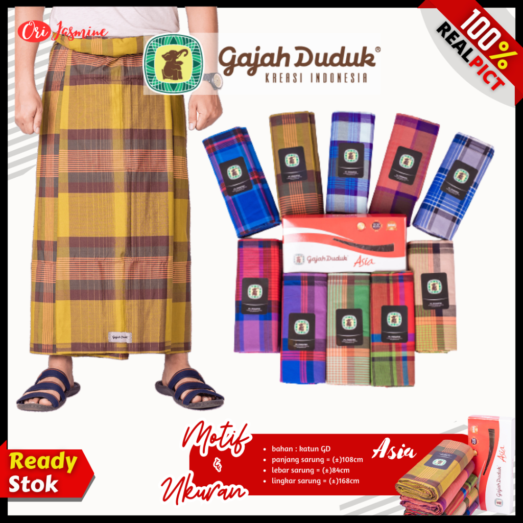 Sarung Gajah Duduk Asia Duplex Kain Sarung Tenun Motif Dewasa Pria Dewasa Cowok Grosir