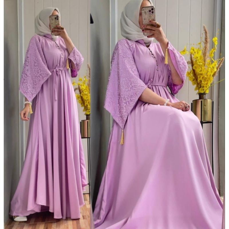 LUNA MAYA DRESS BAHAN SHAKILA LENGAN BRUKAT