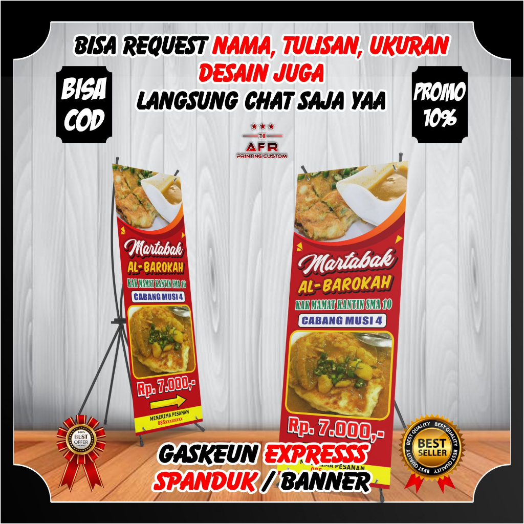 CETAK BANNER BERDIRI JUALAN MARTABAK TELOR MANIS / BANNER + TIANG BERDIRI JUALAN CUSTOM MARTABAK TEL