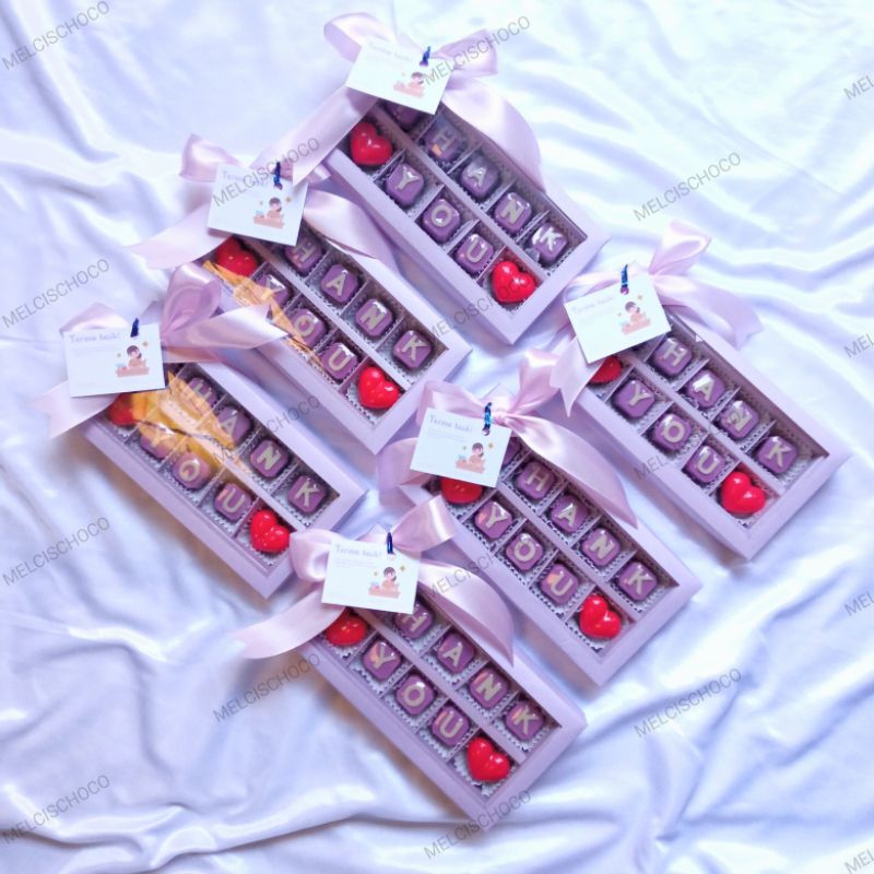 

Thank You Coklat Huruf Hadiah Box