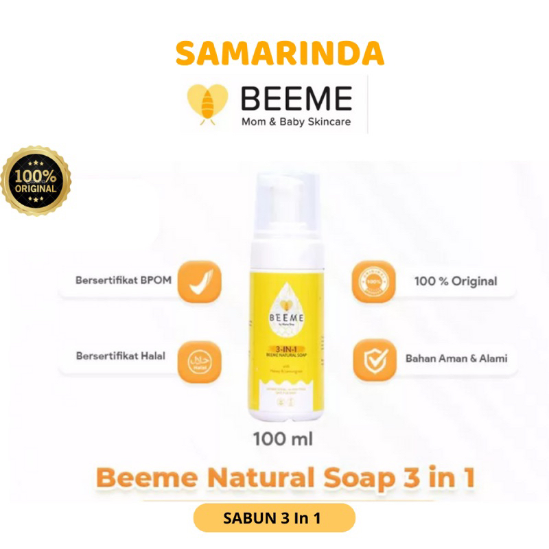 BEEME Sabun 3 in 1 | Natural Soap 3 in 1 with Honey &amp; Lemongrass | SKINCARE IBU DAN ANAK | Mom and Baby Cream | Beme | Bemee | Beeme Samarinda Kalimantan