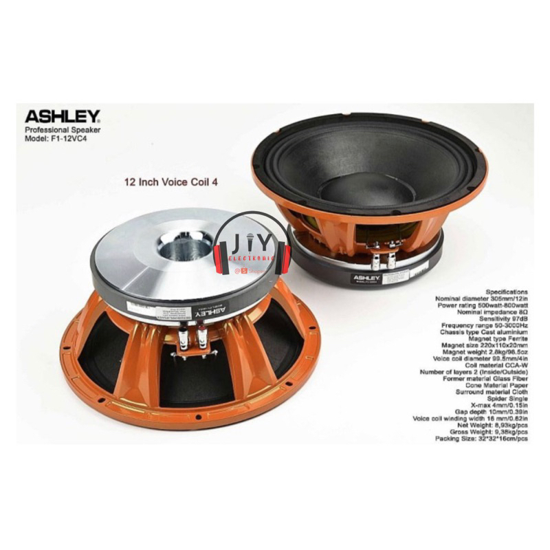 Speaker Ashley 12 inch F1 -12VC4 F1 12VC4 Speaker Komponen Original