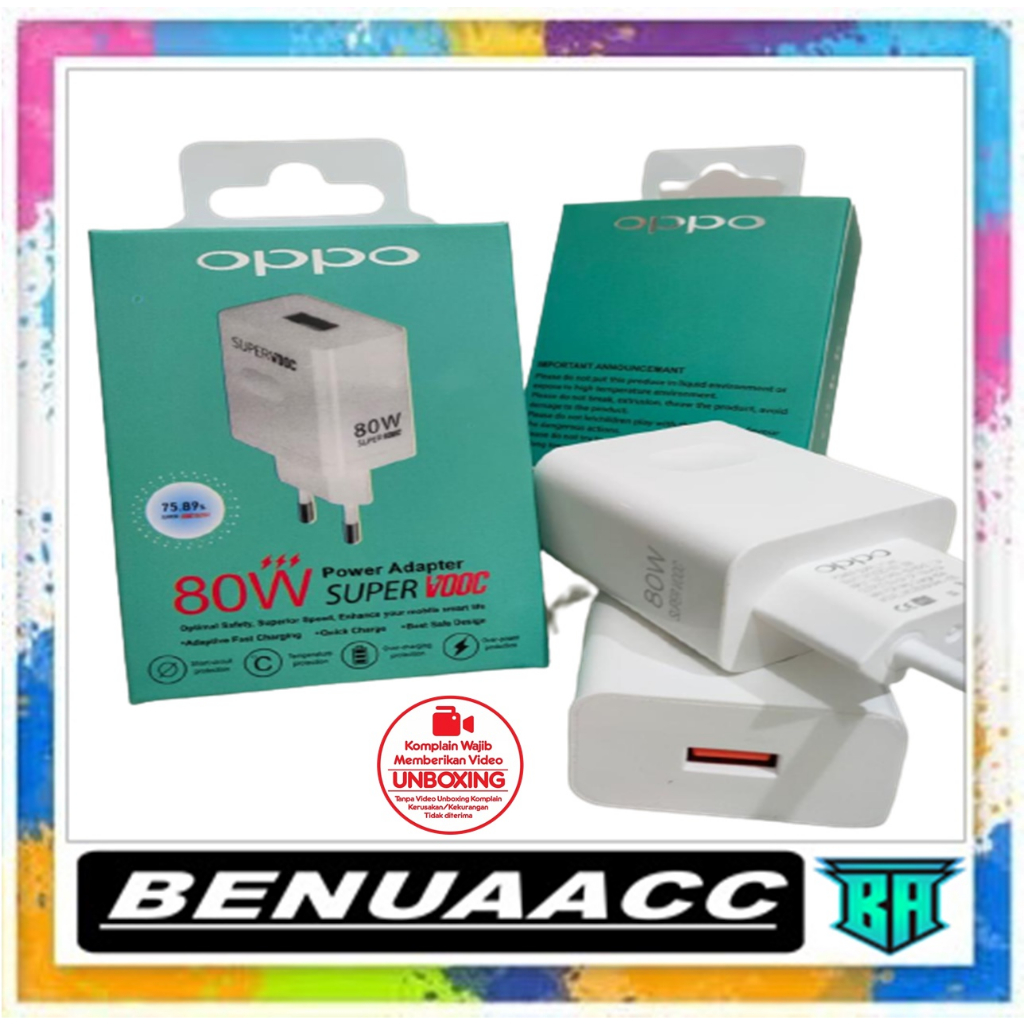 (ba) Adaptor Batok Charger Oppo 80W 6.5A SUPER VOOC DART Fast Charging