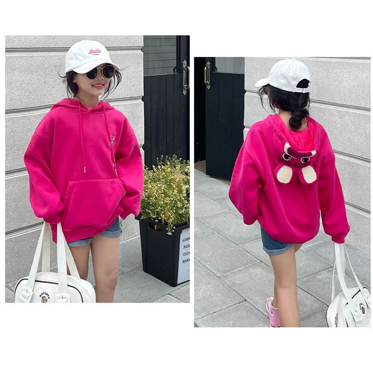 Disney Lotso Kawaii Hoodie Anak Y2k Estetika Lucu Kartun Anime Kasual Bertudung Korea Style