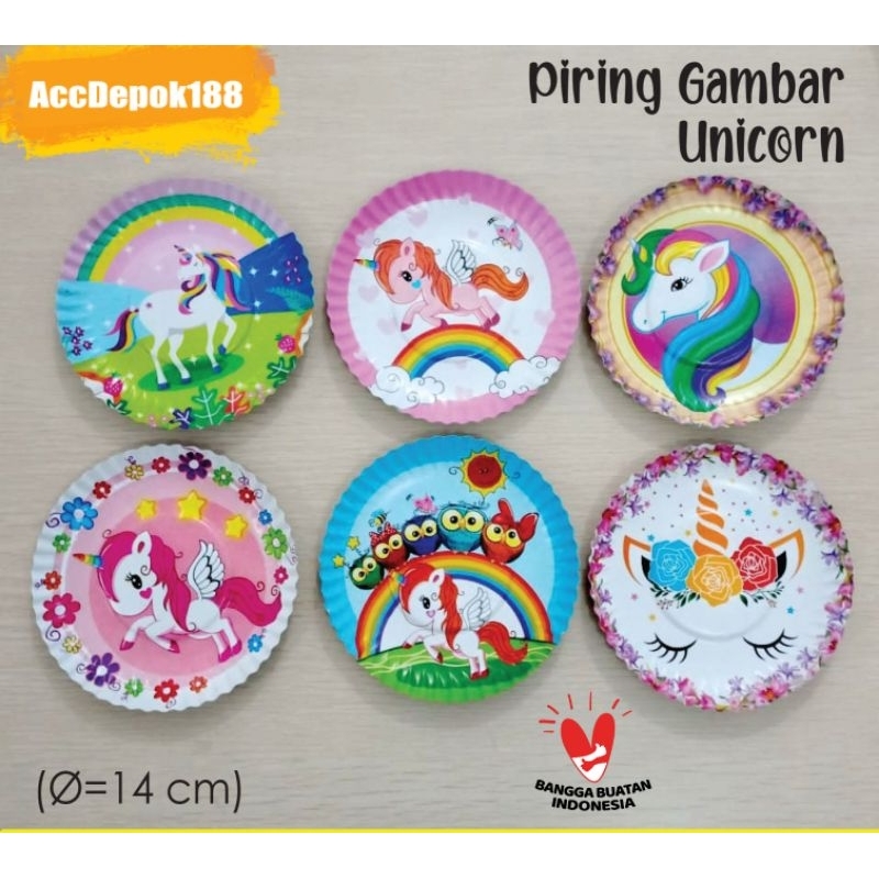 PIRING ULANG TAHUN / PIRING KERTAS MOTIF / KARAKTER KUDA PONY /PANDA / HAPPY BIRTH DAY / ENJOY DELICACY / WARNA WARNI + GARPU ISI 12PCS