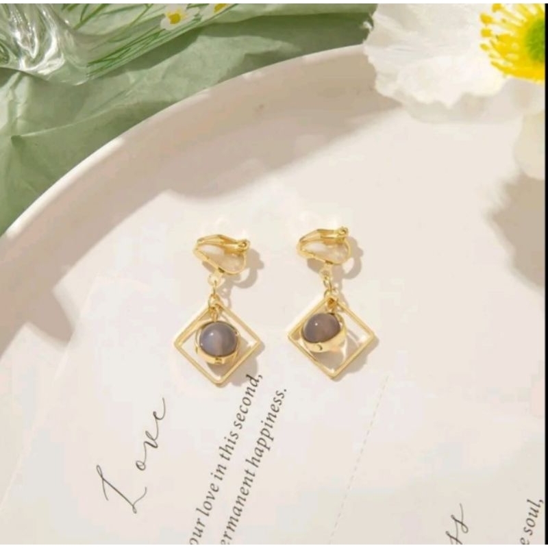 Anting Klip Telinga Mutiara Taro/Anting Jepit