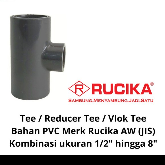 vlok verlop reducer Tee T 2" x 1" inch PVC Rucika AW