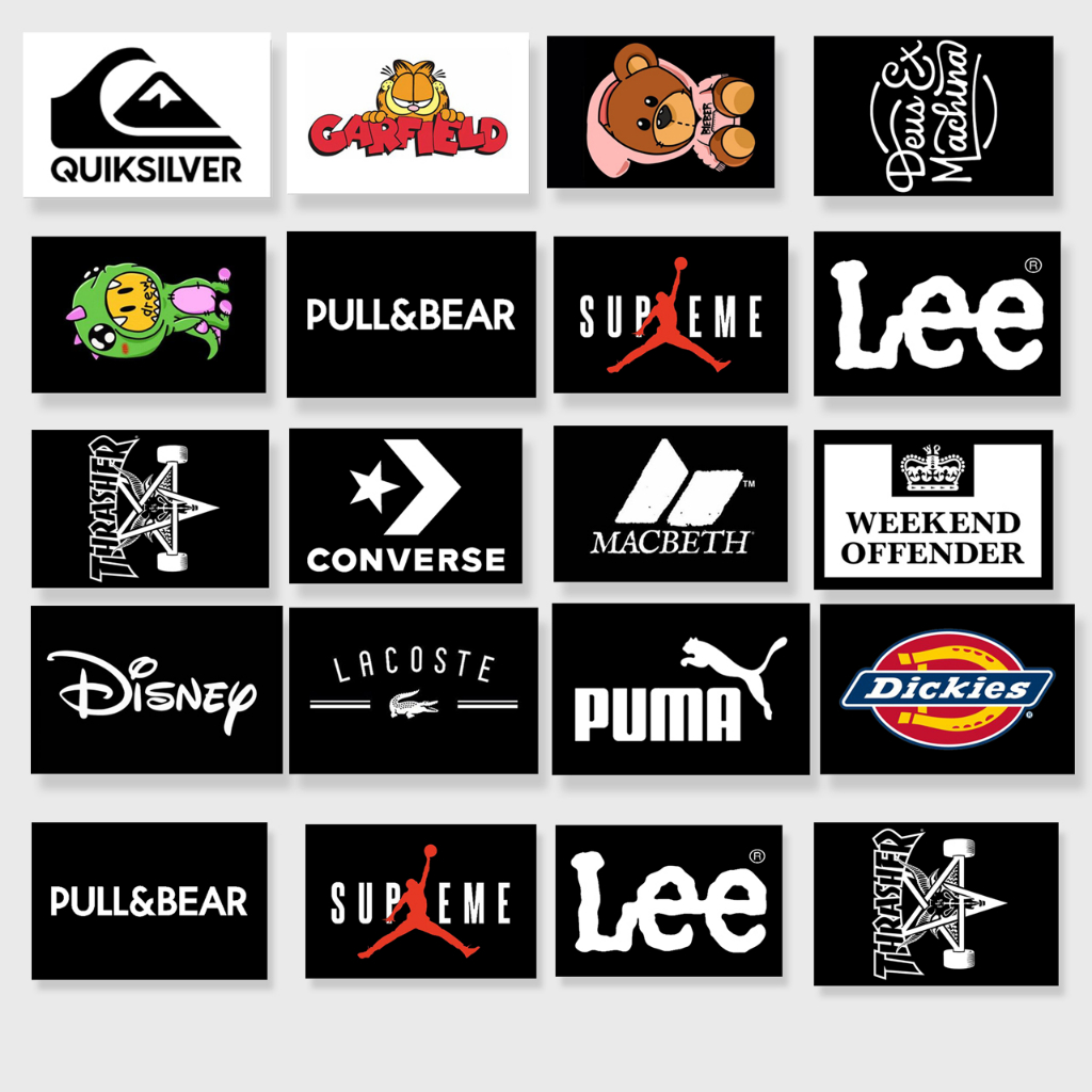 Stiker Motif LOGO BRAND AESTHETIC DISTRO Anti Air untuk hp helm koper laptop macbook tablet meja git