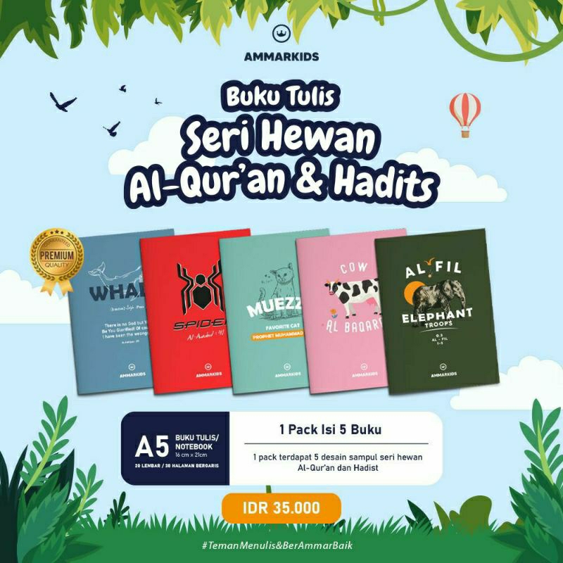 

Buku tulis anak 1 pack seri Hewan dalam AlQuran Ammarkids