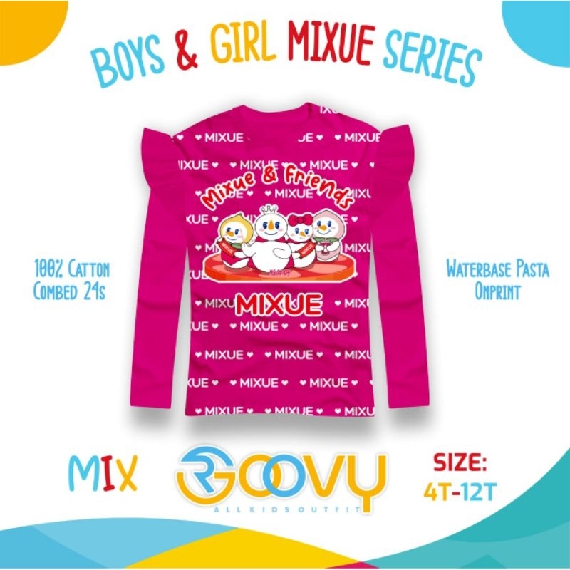 Kaos Anak Mixue Boy &amp; Girl 4-12T