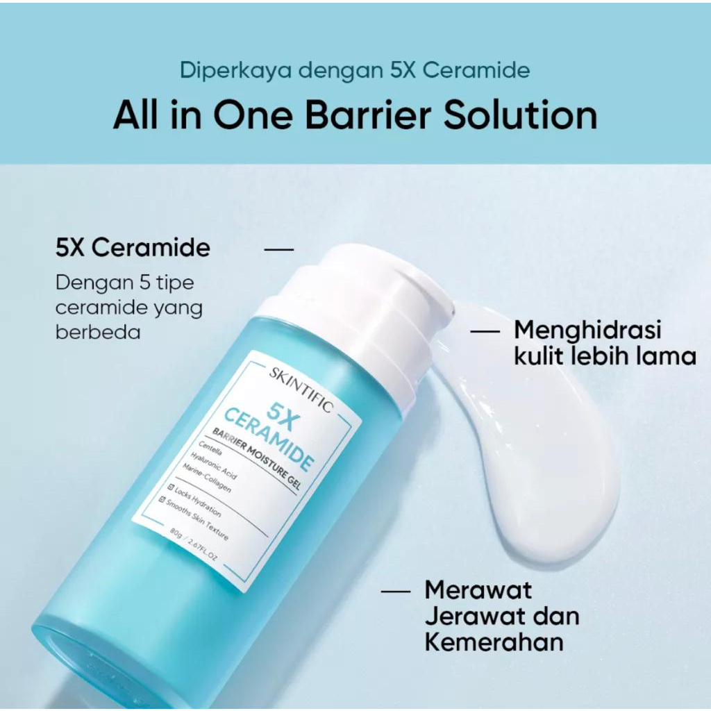 SKINTIFIC 5X Ceramide Barrier Moisture Gel 80g Facial Moisturizer Day Cream Night Cream Pelembab Wajah