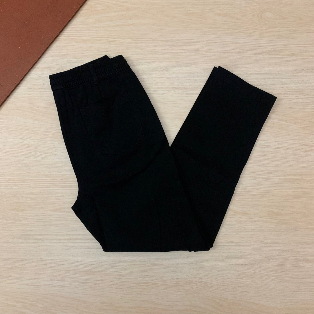 topten celana panjang warna hitam ukuran 26 27 28 pria wanita pinggang karet dan tali ukuran S
