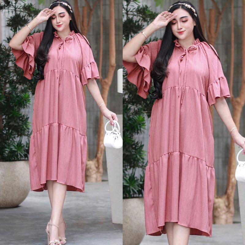 BELLA DRESS DASTER KEKINIAN POLOS DRESS DASTER