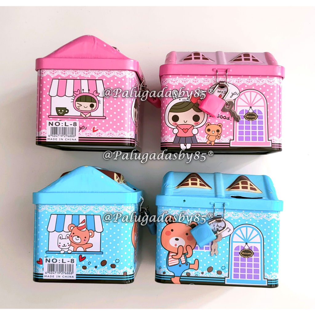 Celengan L-8 Rumah + Gembok 11.5*11*9 Cm / Celengan Anak Karakter / Souvenir Anak / Hadiah Anak / Ce