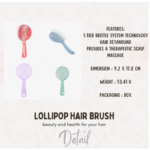 HAIR SECRET SISIR LOLLIPOP ANTI KUSUT / Sisir Anak Hair Secret Anti Kusut Bentuk Bulat