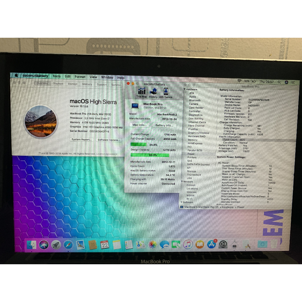 MacBook Pro 13 Mid 2012 i7 4GB HDD 500GB Garansi