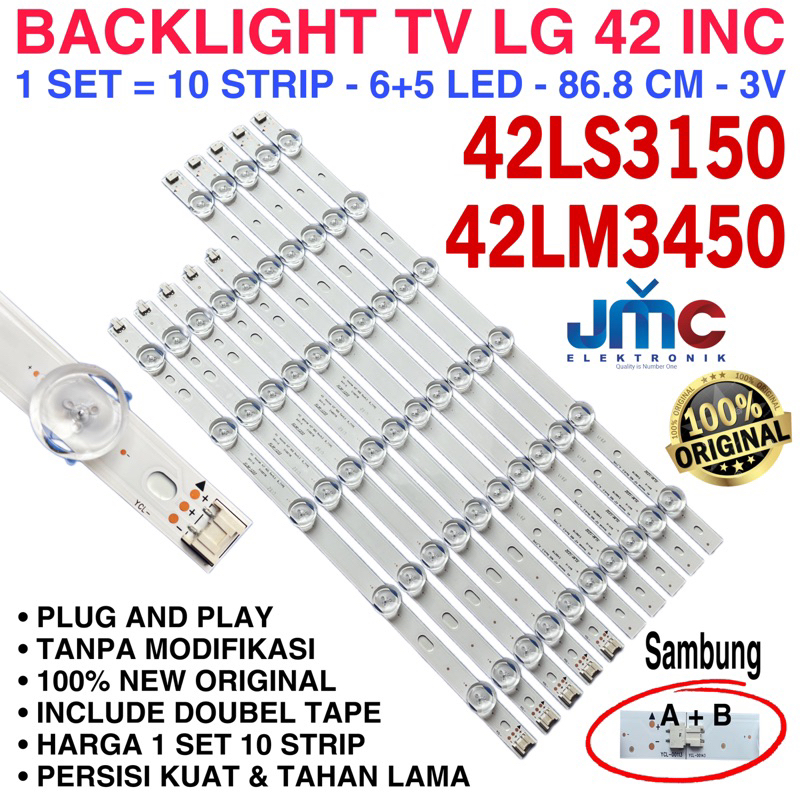 BACKLIGHT TV LG 42LS3450 42LM3450 42LS 42LM CEKUNG 11K 3V LAMPU LED BL 42 INC 11 KANCING