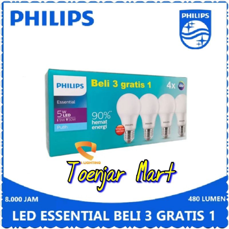 Led Philips ESSENTIAL Multipack 5 7 9 11 Watt Garansi Resmi