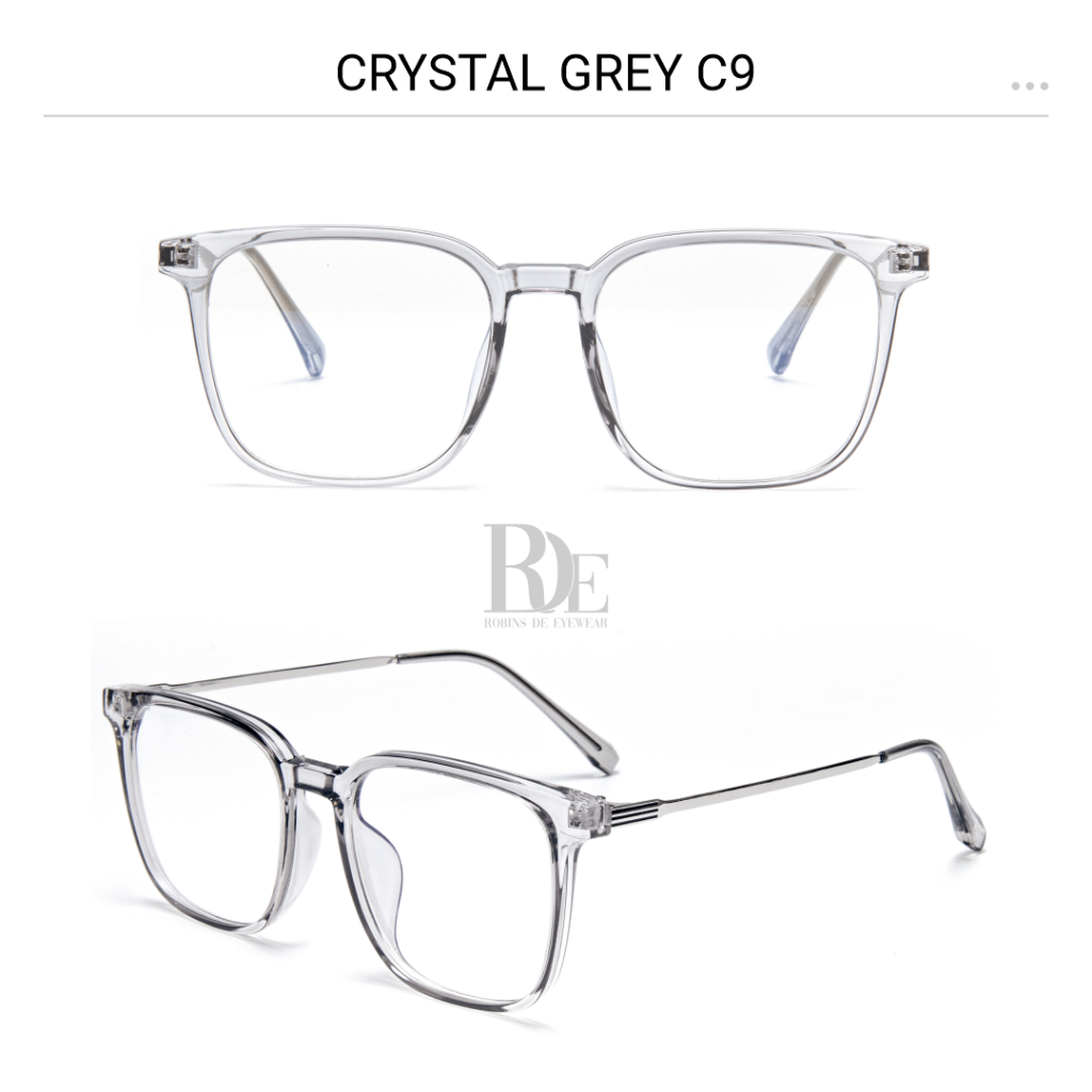 Robins kacamata Wayfarer Anti Radiasi Blueray Frame Kacamata Komputer Minus Photocromic Bluecromic Fashion Untuk Pria Wanita 1020-Crystal Grey