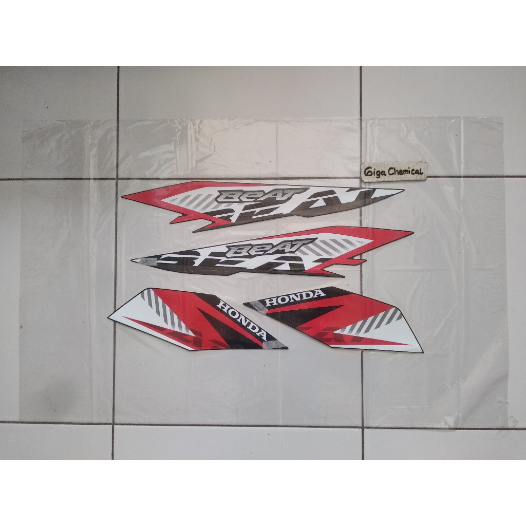 Striping Sticker Lis Honda Beat  2022 2023 Hitam Corak Merah Original
