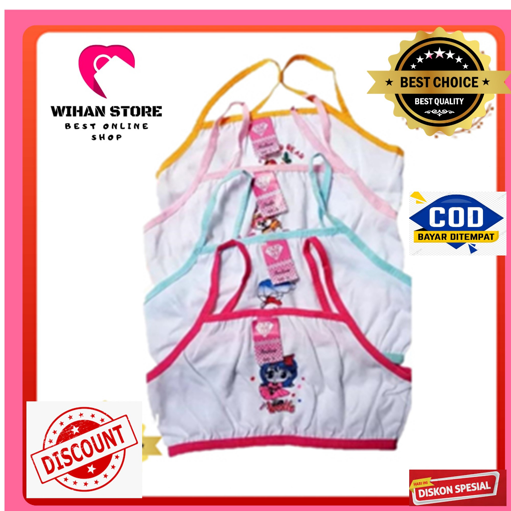 6 Pcs Miniset Anak Murah Terlaris Tali Kecil Bh Anak Motif Kartun Lucu Bahan Katun Adem Nyaman Untuk