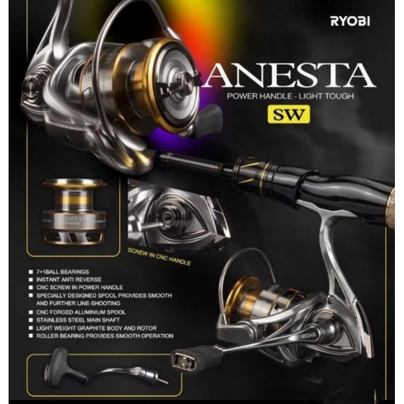 Reel Ryobi Anesta SW tipe Saltwater 1000 2500 3000 4000 5000 power handle reel pancing spinning