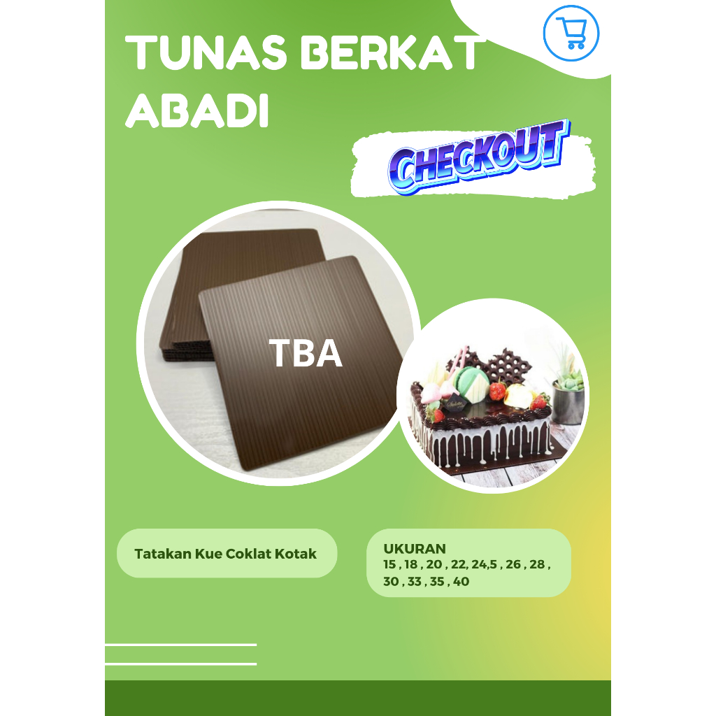 Tatakan kue coklat kotak 18 cm