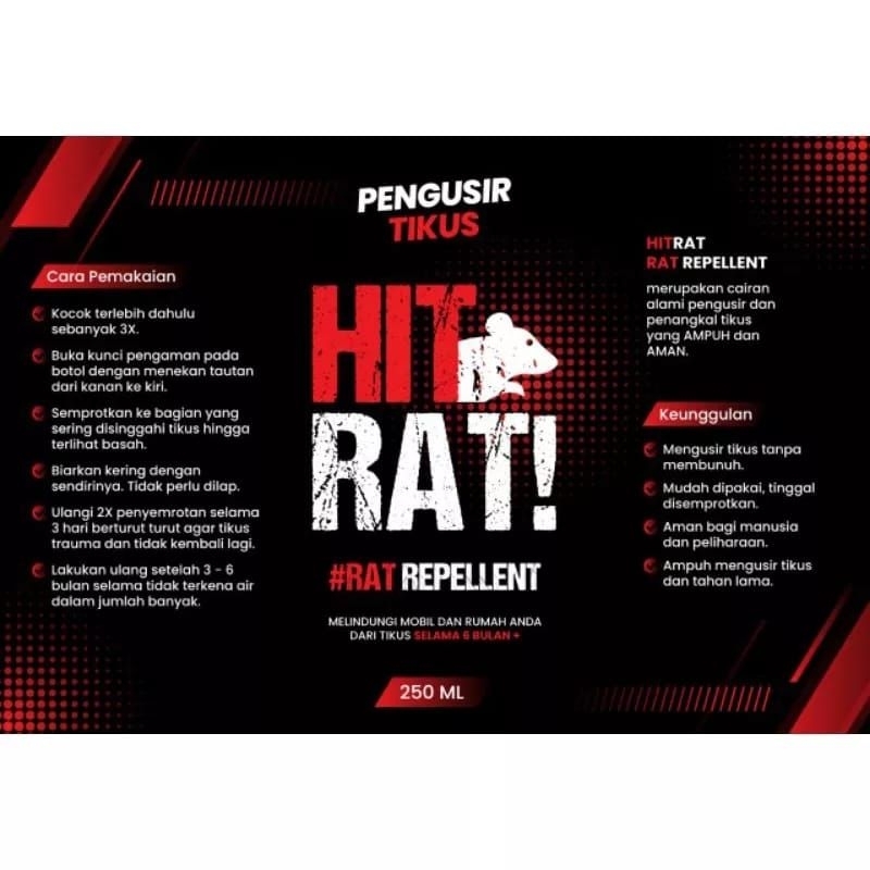 SPRAY OBAT ANTI TIKUS HITRAT, PENGUSIR TIKUS KAP MESIN MOBIL, RUMAH, KANTOR, PARFUME CAIRAN PENANGKAL TIKUS AMPUH RAT REPELLENT 250 ML