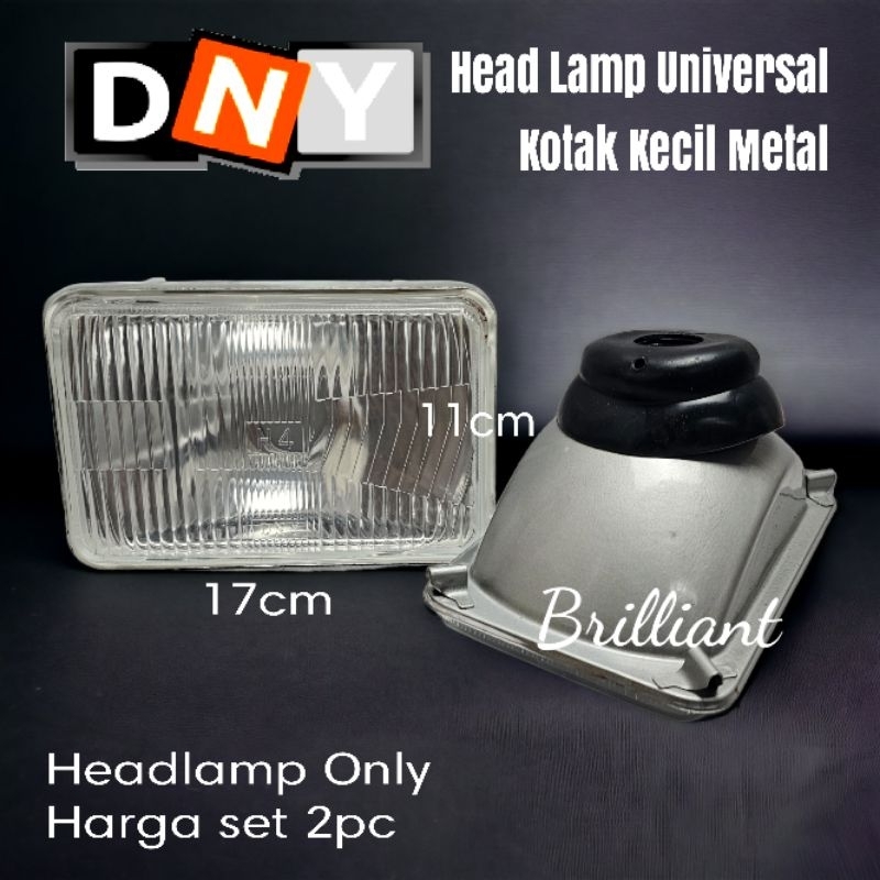 Headlamp / Head Lamp - DNY Universal Kotak Bulat Tipe Metal - Harga Set 2pc Tanpa Halogen