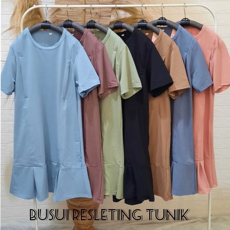 BUSUI LENGAN PENDEK TUNIK BUKAAN KANAN KIRI RESLETING BAHAN BABYTERRY