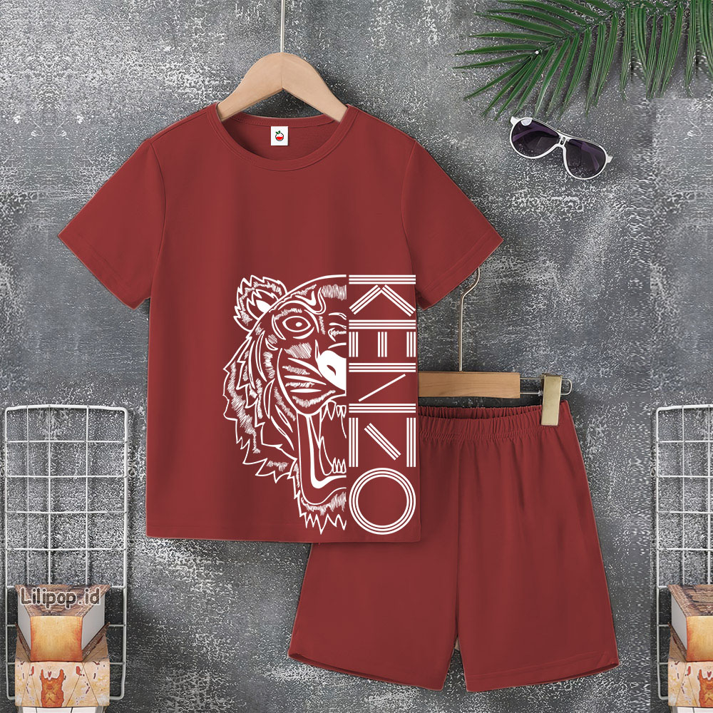 Baju Anak Stelan Usia 4-10 Tahun KENZO Kaos 3/4 Cowok Cewek  Celana Pendek Harian