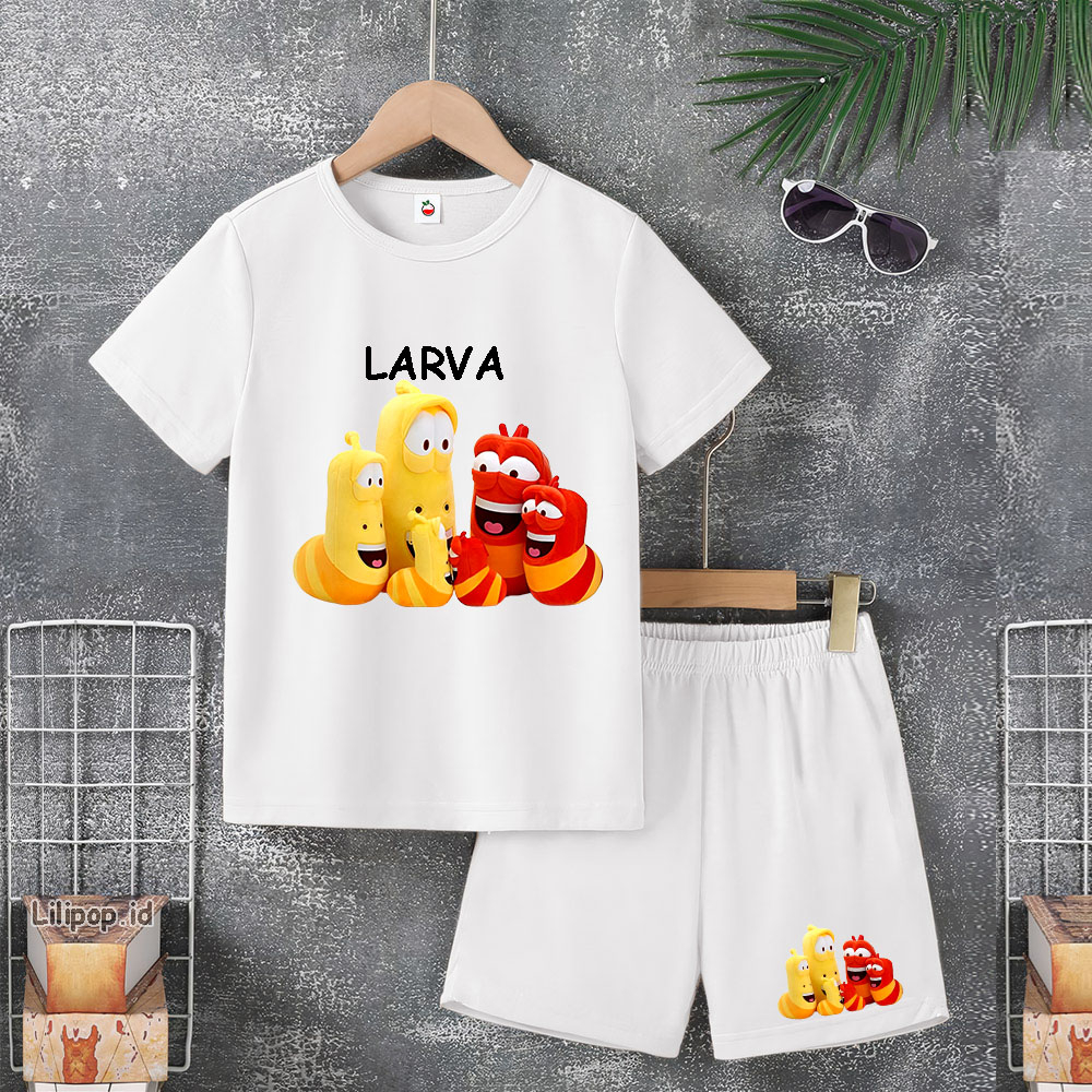 Baju Anak Stelan Usia 4-10 Tahun ALRVA Kaos 3/4 Cowok Cewek  Celana Pendek Harian