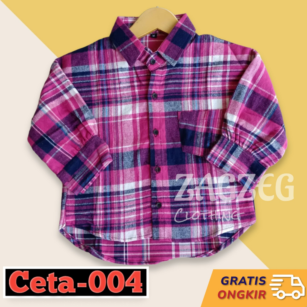 Zagzeg Clothing - Bisa Couple Bunda Baju Kemeja Anak Perempuan Crop Anak Flanel Lengan Balon Usia Umur 2 3 4 5 6 7 Tahun Atasan Blouse Crop Top Anak Fashion Anak Wanita Dewasa Model Oversize Kotak Kotak Kekinian