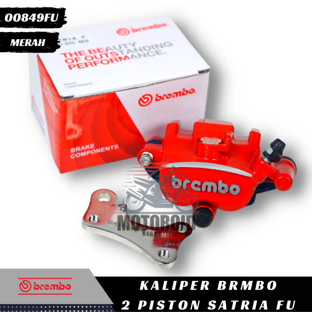 Kaliper Satria FU Chrome Samurai Kanan Piston Breket Cnc Ninja 2P Caliper BRB Silver