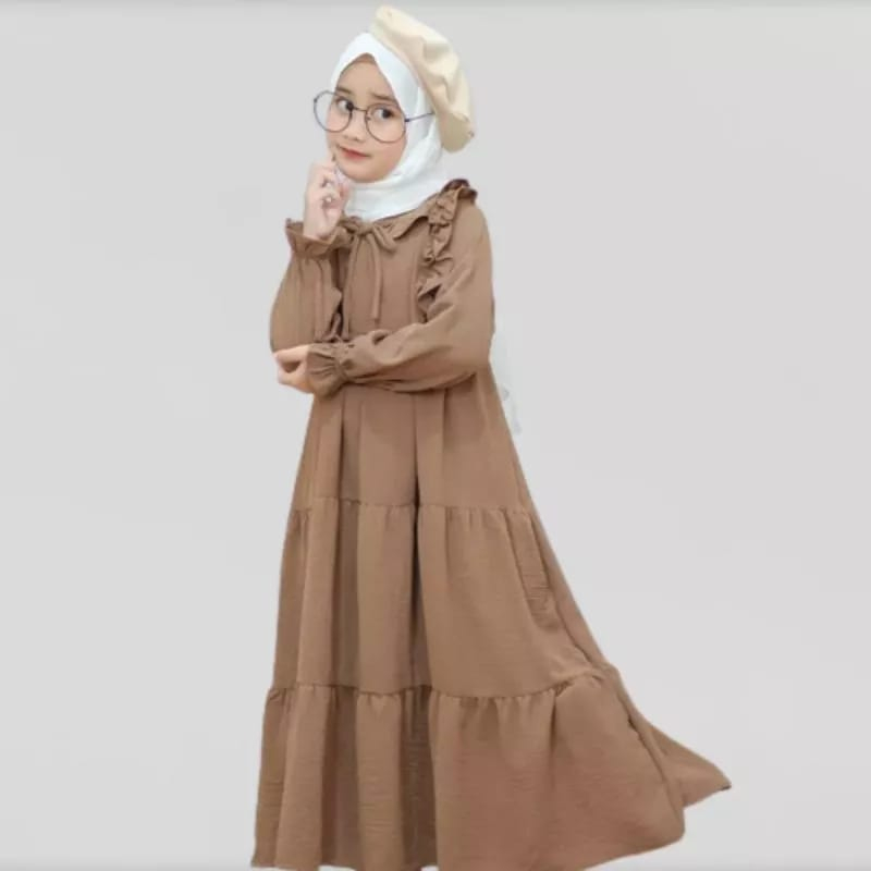 Pakaian Baju Gamis Anak Syar,i Kids Model Terbaru Gamis Crinkcle 1 - 9 Tahun