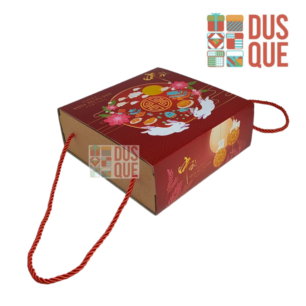 (5PCS) DUS KOTAK BOX MOON CAKE KUE BULAN 19.5 x 19.5 x 7CM (INCLUDE BOX MINI MOON CAKE  IVORY 9X9X5C