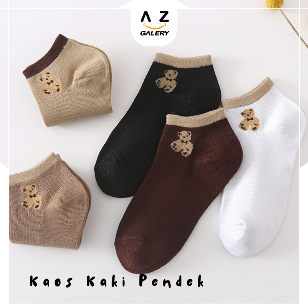 Azgalery / Kaos Kaki Pendek Wanita Motif Boneka Lucu Kaos Kaki Unisex Import Bahan Lembut Harga Grosir Best Quality KK24