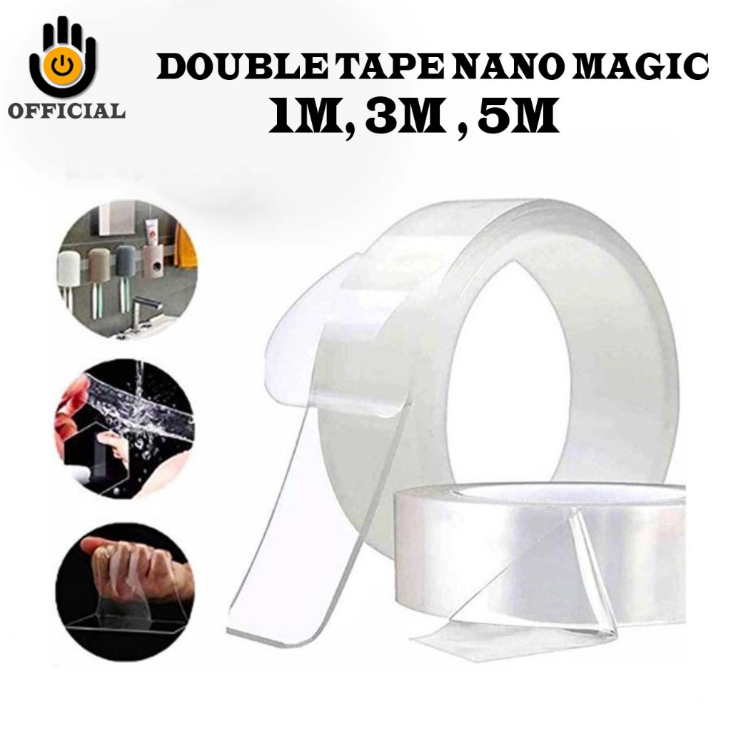 DOUBLE TAPE NANO MAGIC BENING TRANPARAN PEREKAT DINDING TEMBOK SUPER KUAT ISOLASI BENING AJAIB