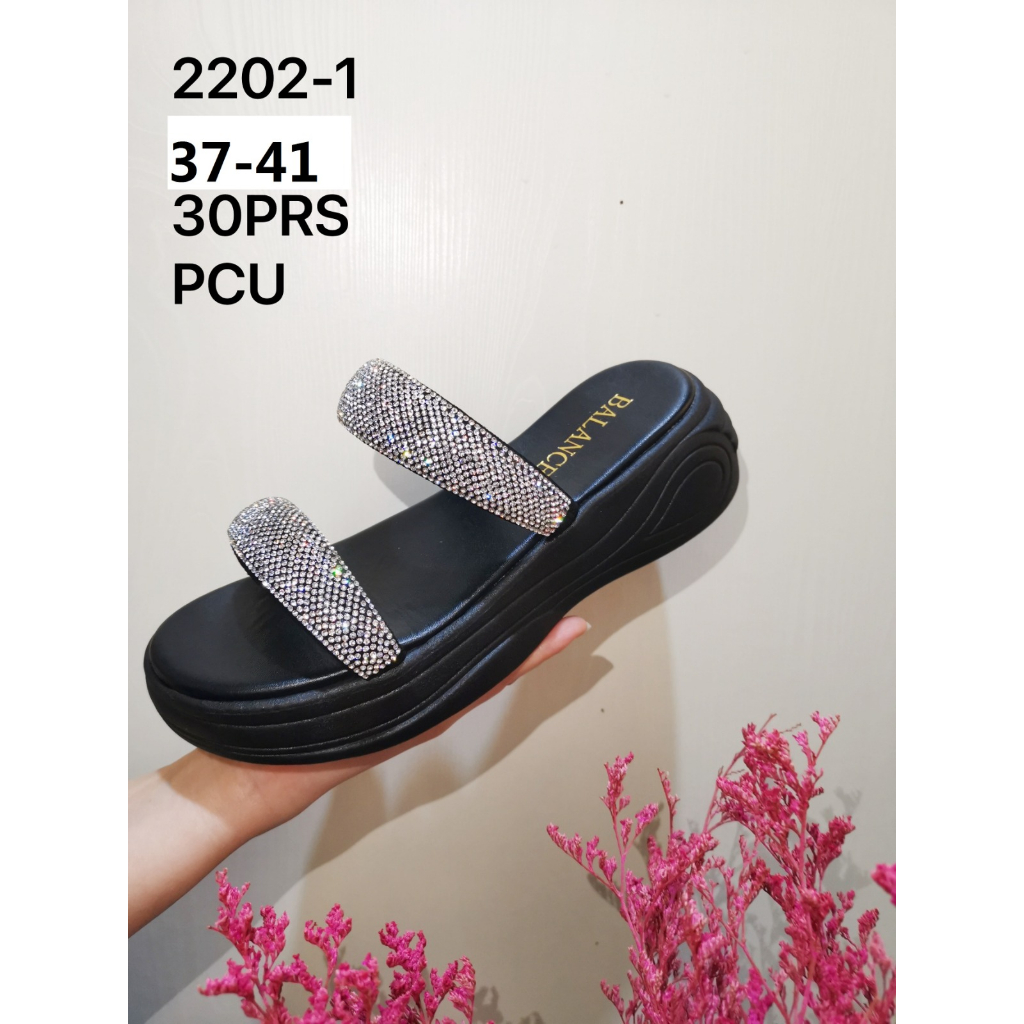 Sandal Wedges Wanita Jelly Import Strap Gliter Balance 2202-1